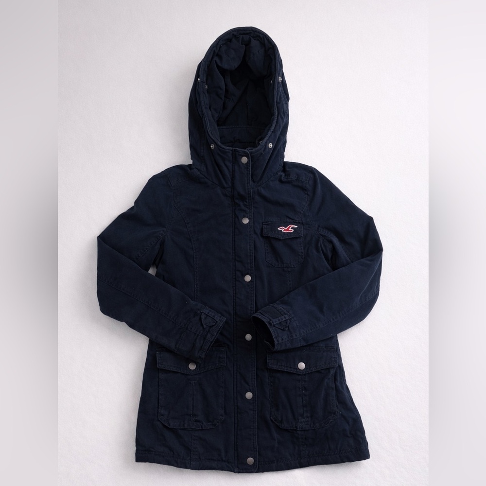 Hollister Navy Hooded Utility Jacket Military Field Coat Casual Women’s XS